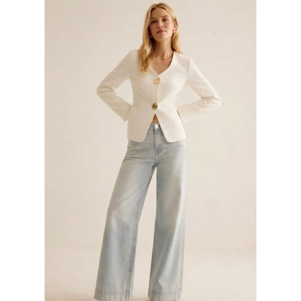 New Commense Linen Cotton Split Skinny Blazer Women's Size Small